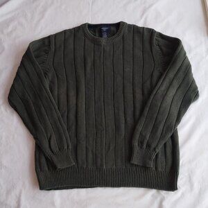 Dockers Sweater Mens Large Green Crewneck Pullover Classic Knit Grid Casual GUC